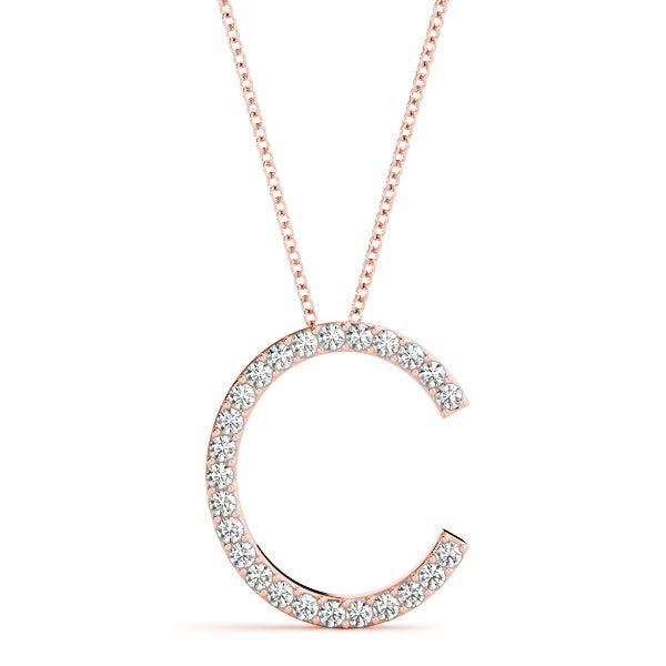 Natural Diamond Initial Pendant - Letter C