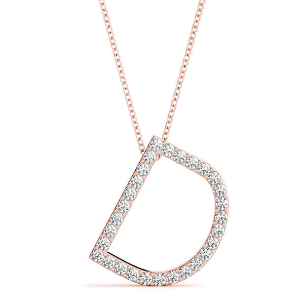 Natural Diamond Initial Pendant - Letter D