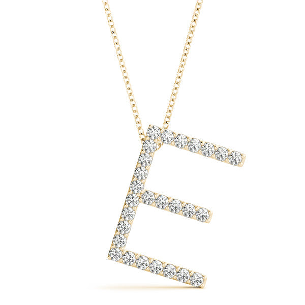 Natural Diamond Initial Pendant - Letter E