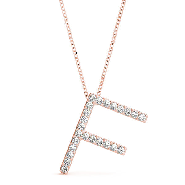 Natural Diamond Initial Pendant - Letter F