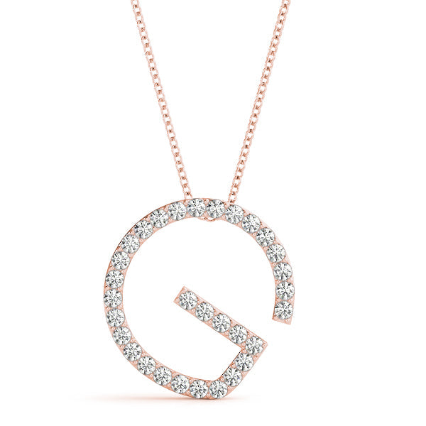 Natural Diamond Initial Pendant - Letter G