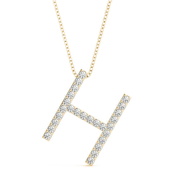 Natural Diamond Initial Pendant - Letter H