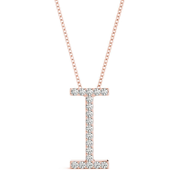 Natural Diamond Initial Pendant - Letter I