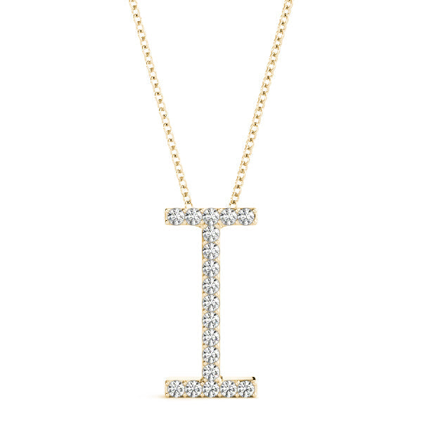 Natural Diamond Initial Pendant - Letter I