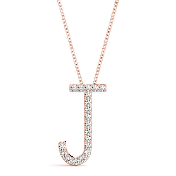 Natural Diamond Initial Pendant - Letter J