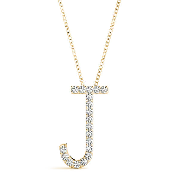 Natural Diamond Initial Pendant - Letter J