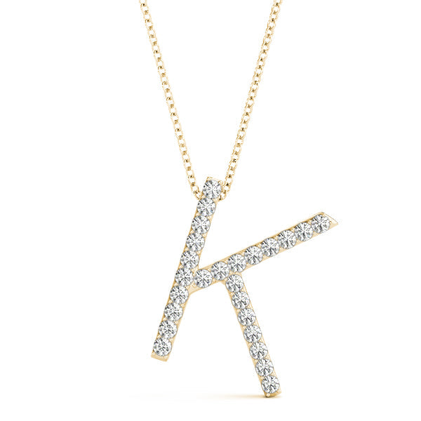 Natural Diamond Initial Pendant - Letter K