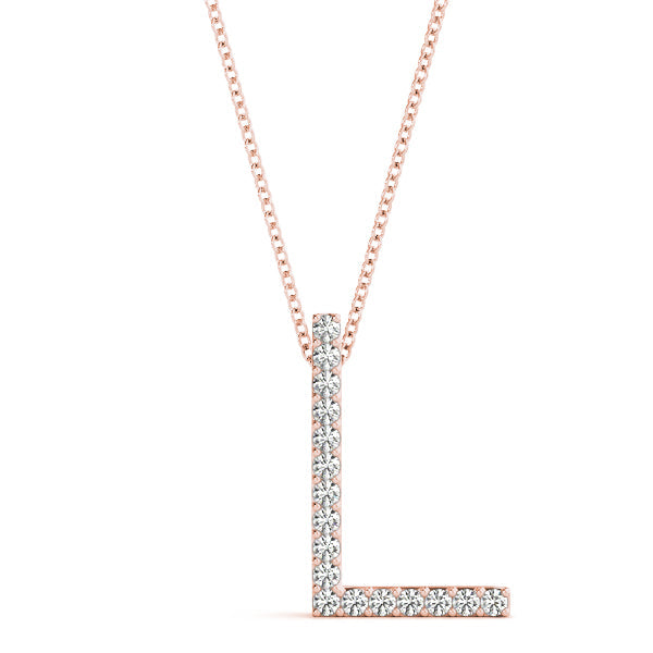 Natural Diamond Initial Pendant - Letter L