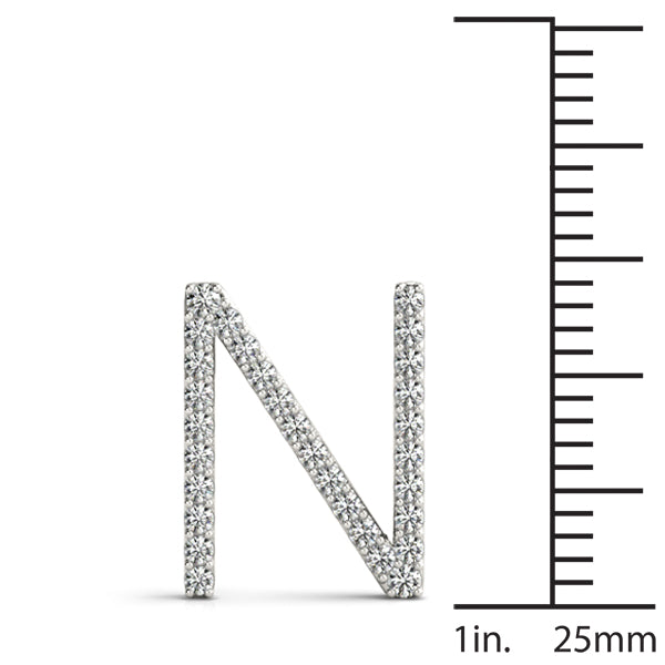 Natural Diamond Initial Pendant - Letter N