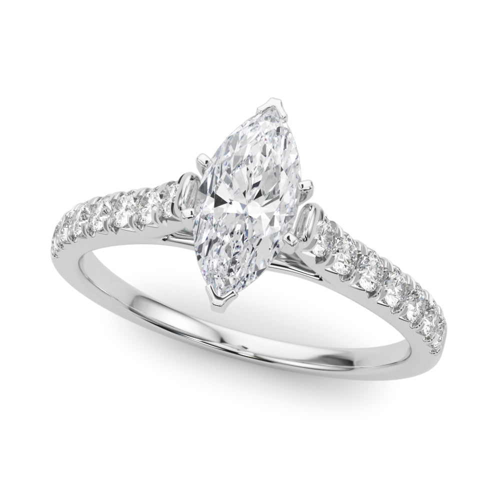 THE RICH CO - GIA LAB GROWN MARQUISE CUT DIAMOND RING - WITH SHOULDER STONES