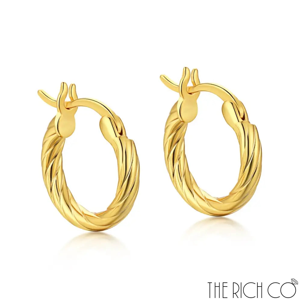 The Rich Co - 18Kt Gold Plated / Rhodium Sterling Circle Mini Hoop Earrings 18Kt Yellow Gold Plated