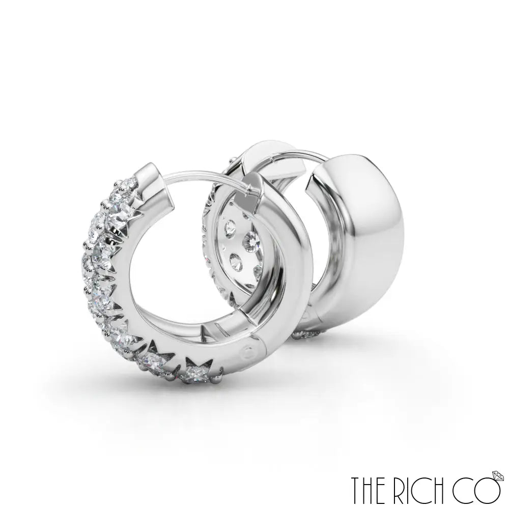 The Rich Co - 3 Row Diamond Huggie Earrings Earrings