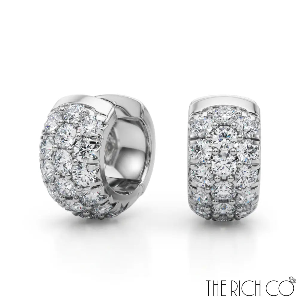 The Rich Co - 3 Row Diamond Huggie Earrings Earrings