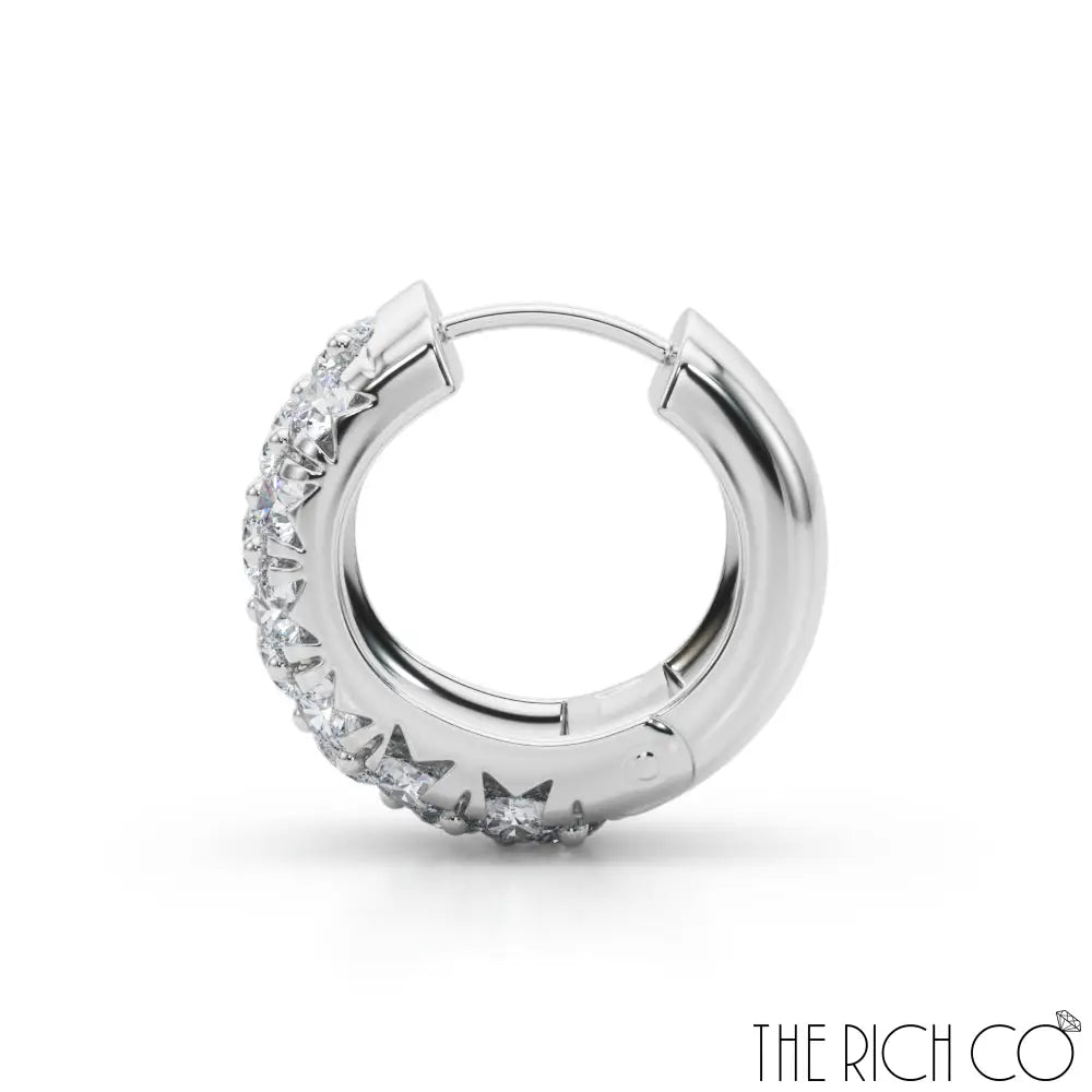 The Rich Co - 3 Row Diamond Huggie Earrings Earrings