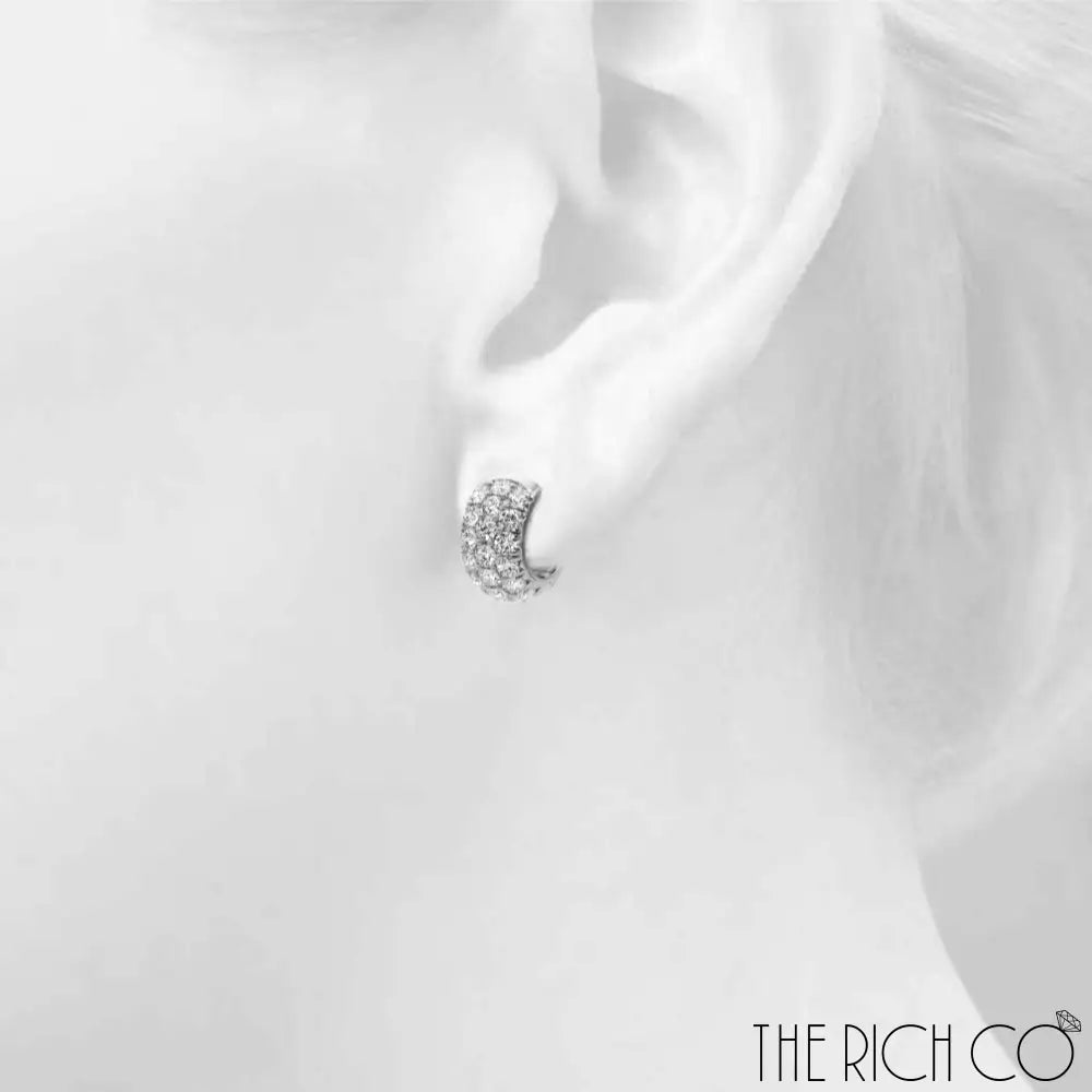 The Rich Co - 3 Row Diamond Huggie Earrings Earrings