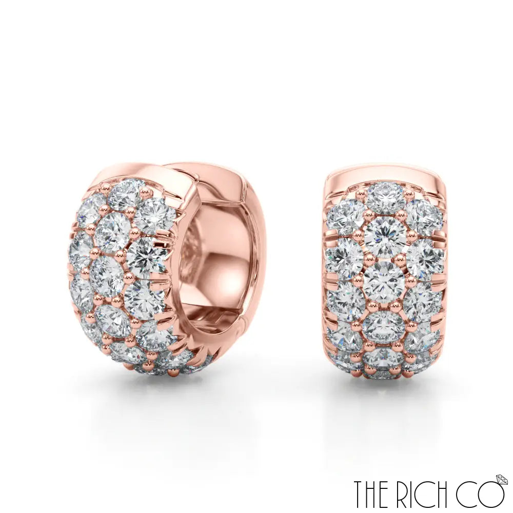 The Rich Co - 3 Row Diamond Huggie Earrings Earrings