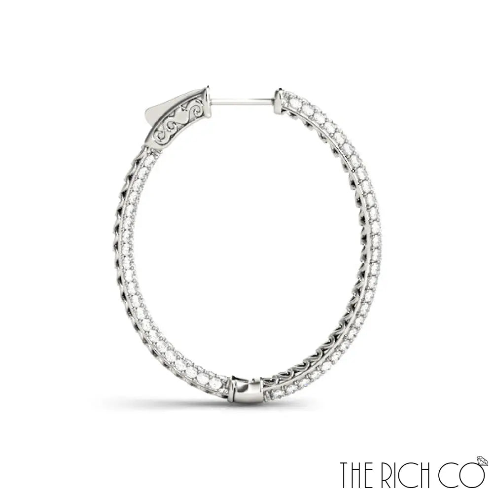 The Rich Co - 3 Row Pave Oval Hoop Earrings Earrings