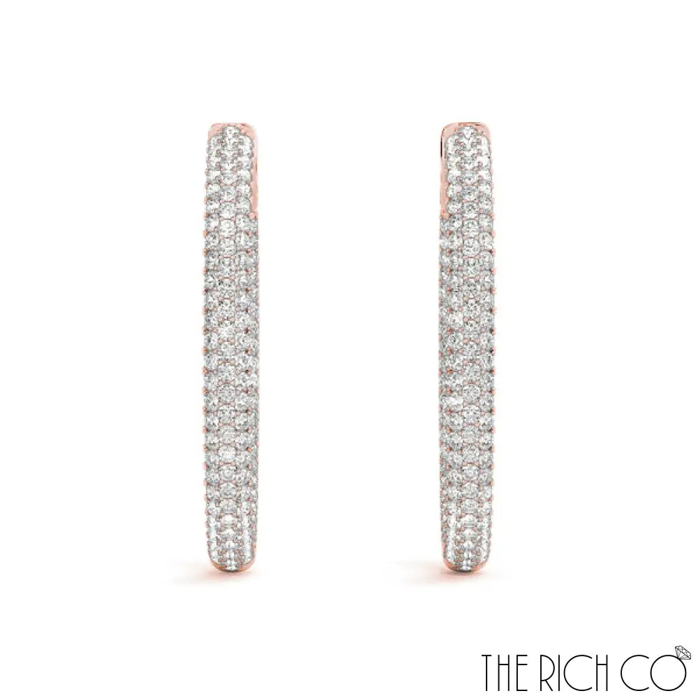 The Rich Co - 3 Row Pave Oval Hoop Earrings Earrings