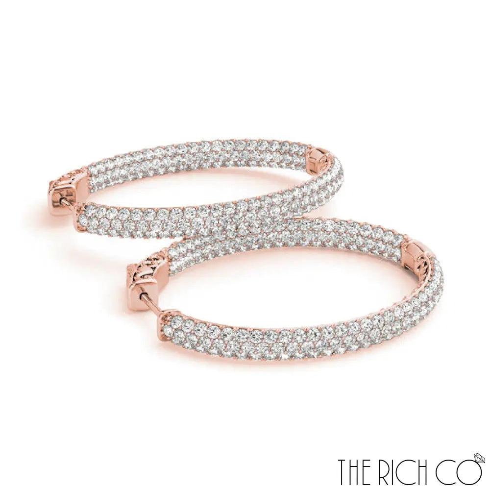 The Rich Co - 3 Row Pave Oval Hoop Earrings Earrings