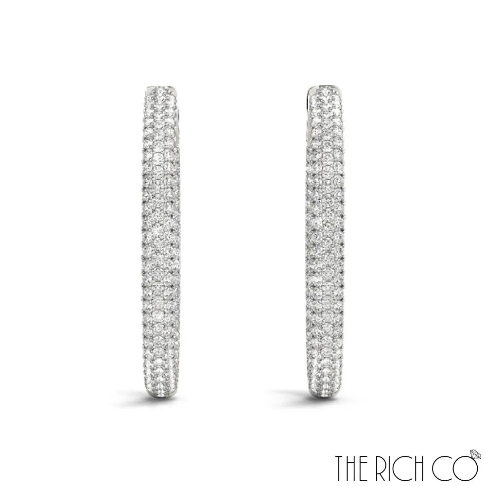 The Rich Co - 3 Row Pave Oval Hoop Earrings Earrings