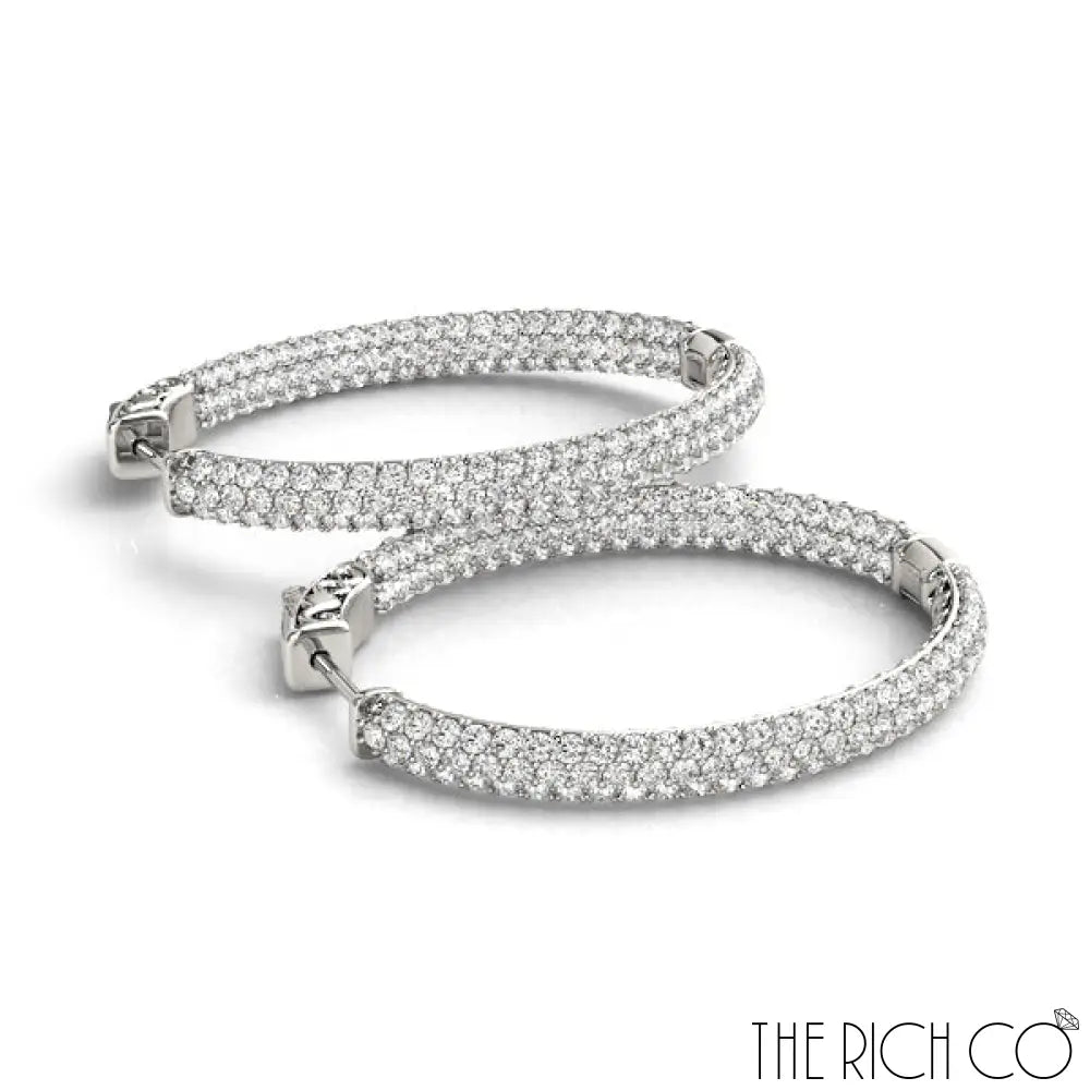 The Rich Co - 3 Row Pave Oval Hoop Earrings Earrings