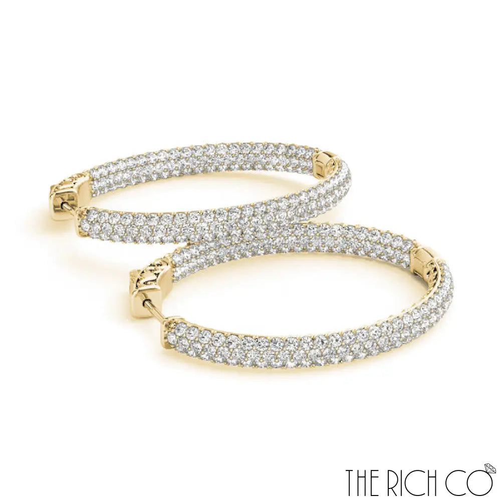 The Rich Co - 3 Row Pave Oval Hoop Earrings Earrings