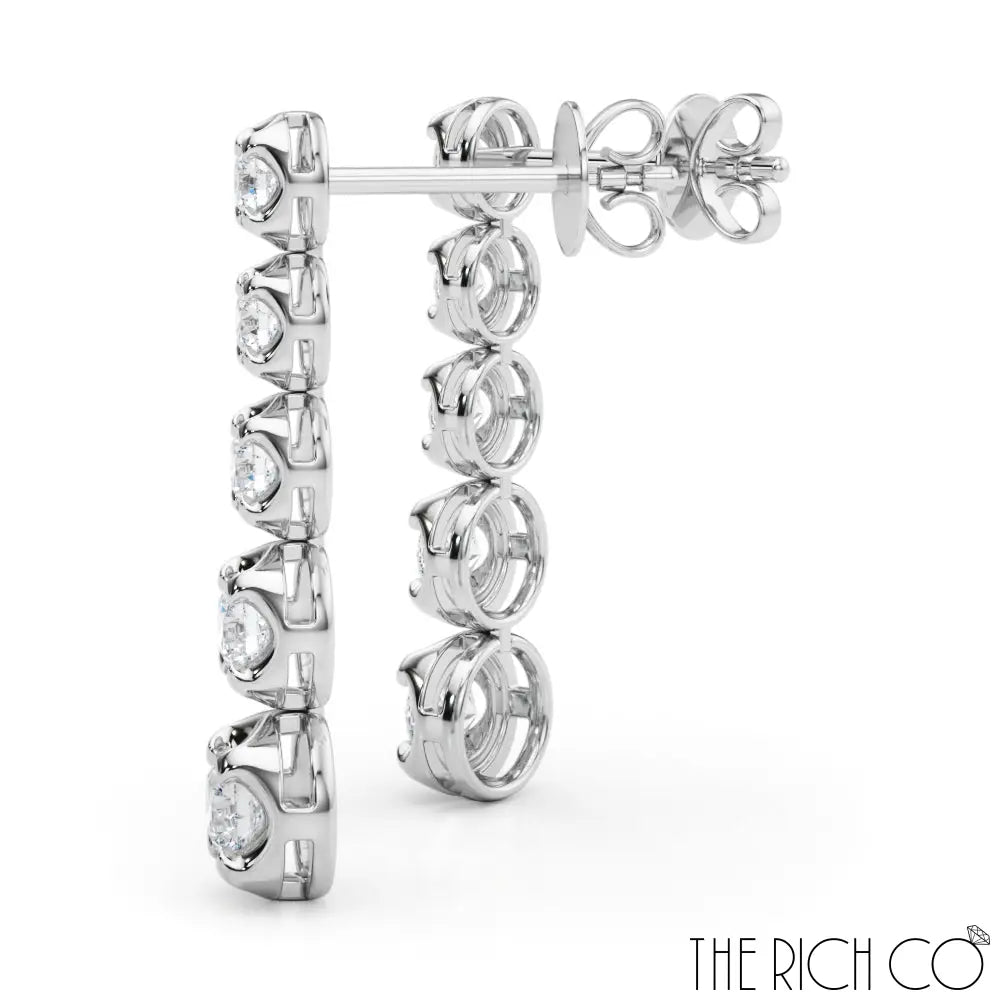 The Rich Co - 5 Diamond Gold Drop Earrings Earrings