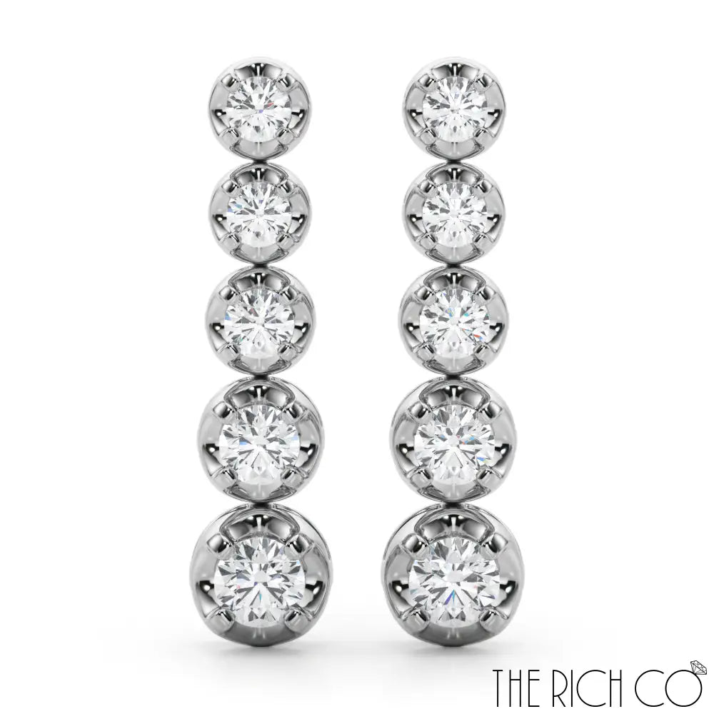 The Rich Co - 5 Diamond Gold Drop Earrings Earrings