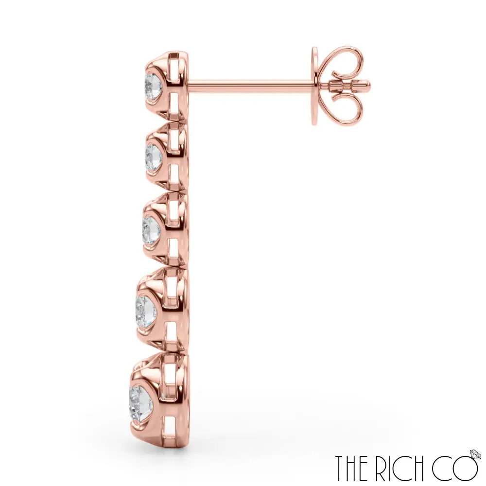 The Rich Co - 5 Diamond Gold Drop Earrings Earrings