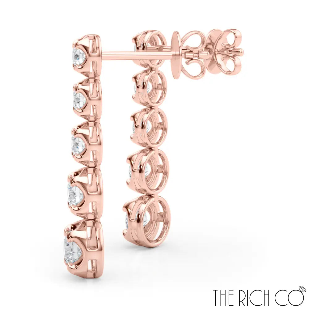 The Rich Co - 5 Diamond Gold Drop Earrings Earrings