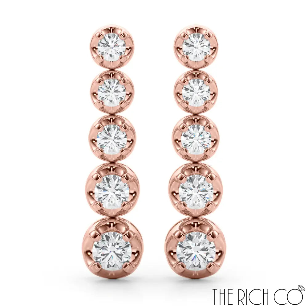 The Rich Co - 5 Diamond Gold Drop Earrings Earrings