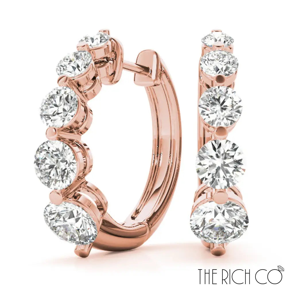 The Rich Co - 5 Stone Diamond Hope Earrings 18Kt Rose Gold / 2.02 Ct Tw Earrings