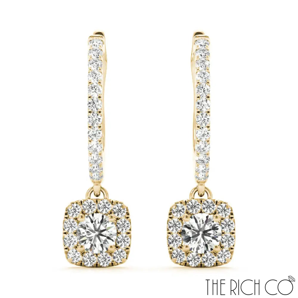 The Rich Co - Diamond Drop Halo Earrings Earrings