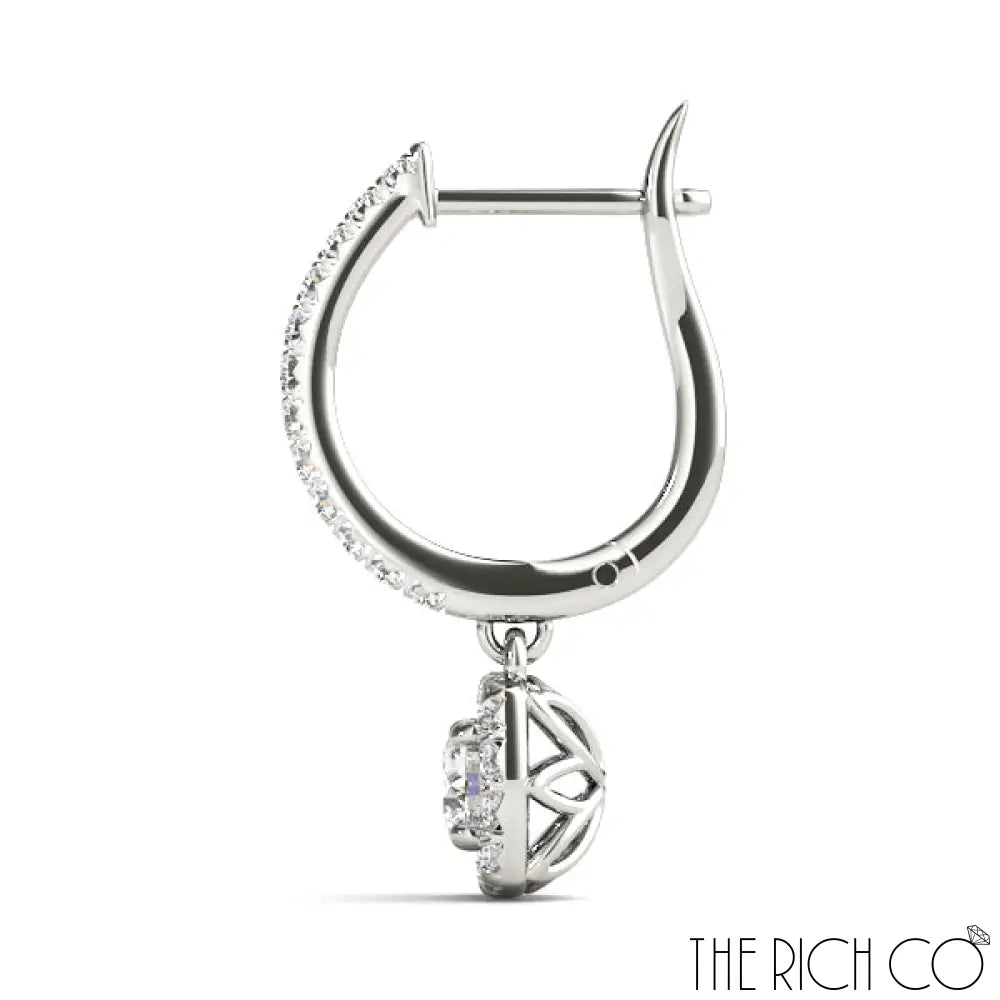 The Rich Co - Diamond Drop Halo Earrings Earrings