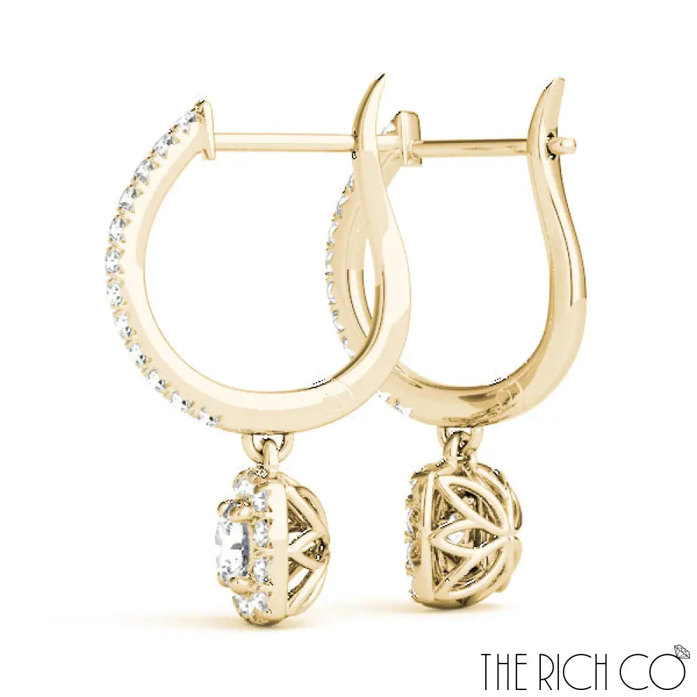 The Rich Co - Diamond Drop Halo Earrings Earrings