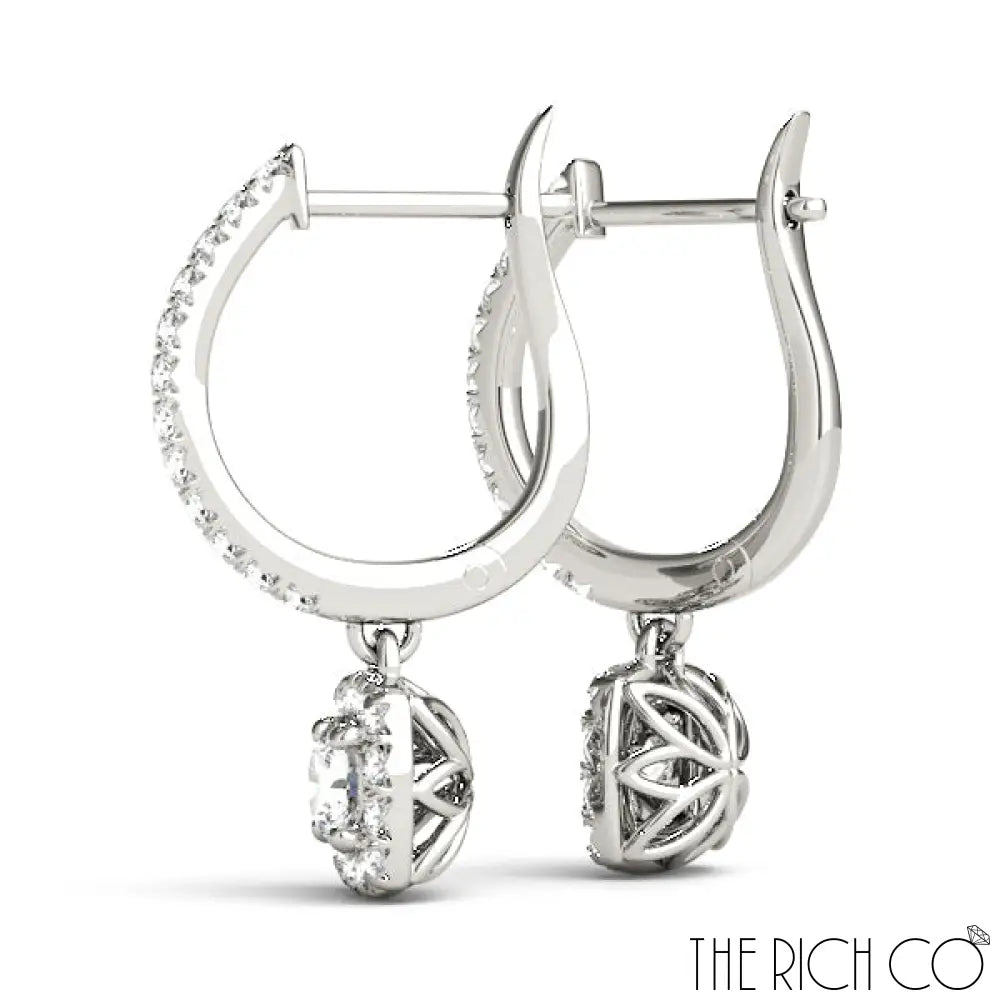 The Rich Co - Diamond Drop Halo Earrings Earrings