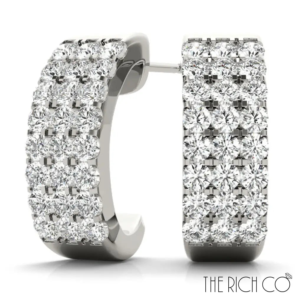 The Rich Co - Diamond Hoop Earrings Platinum / 0.96 Ct Tw Earrings