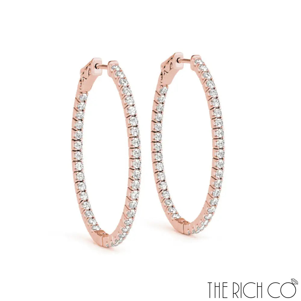 The Rich Co - Diamond Inside Out Hoop Earrings 18Kt Rose Gold / 1.92 Ct Tw Earrings