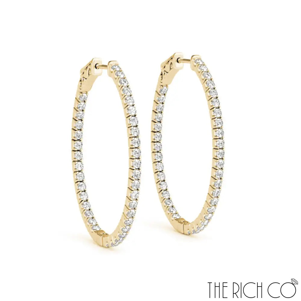 The Rich Co - Diamond Inside Out Hoop Earrings 18Kt Yellow Gold / 1.92 Ct Tw Earrings