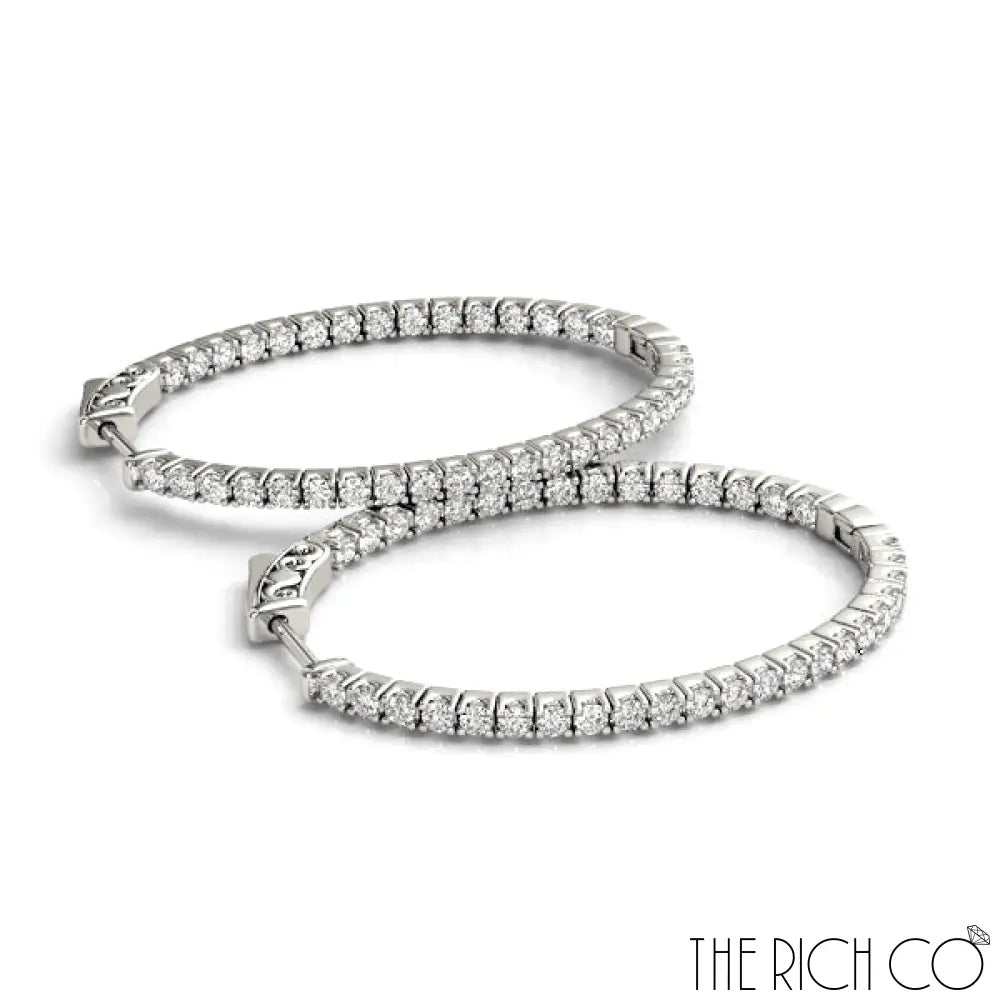 The Rich Co - Diamond Inside Out Hoop Earrings Earrings