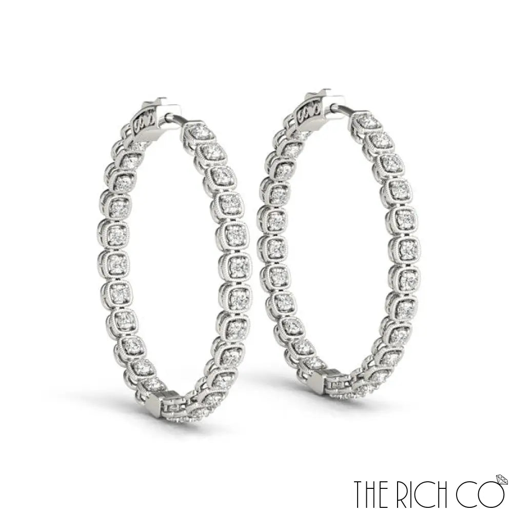 The Rich Co - Diamond Round Hoop Earrings Earrings