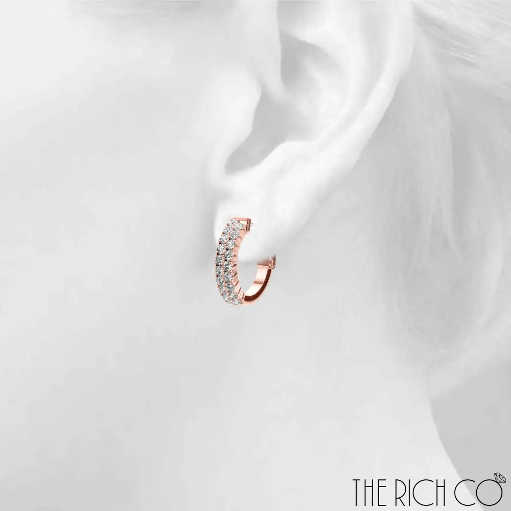 The Rich Co - Double Row Vault Lock Huggies Earrings