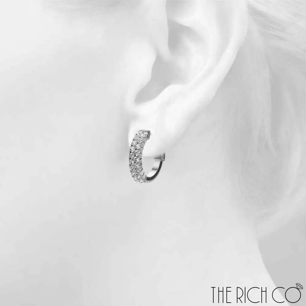 The Rich Co - Double Row Vault Lock Huggies Earrings