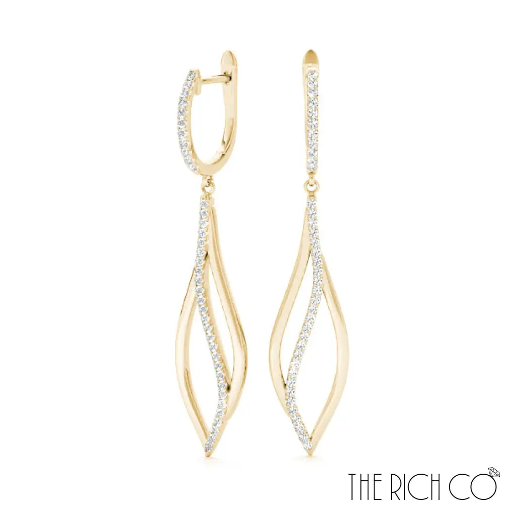 The Rich Co - Geometric Drop Diamond Earings 18Kt Yellow Gold / 0.39 Ct Tw Earrings