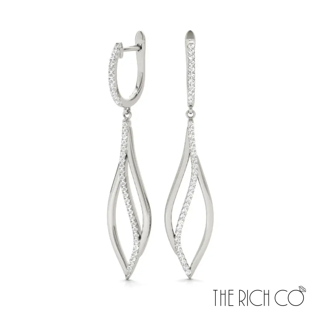 The Rich Co - Geometric Drop Diamond Earings Platinum / 0.39 Ct Tw Earrings