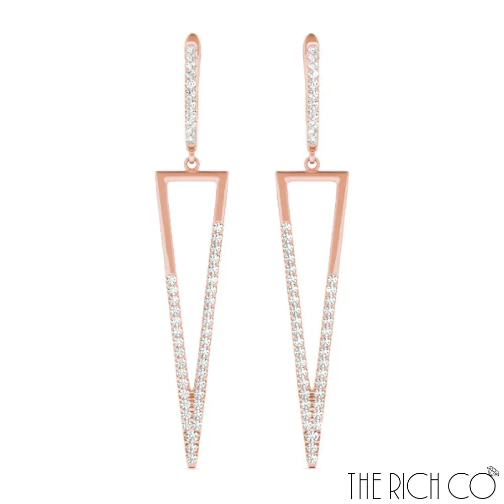 The Rich Co - Geometric Drop Diamond Earrings Earrings