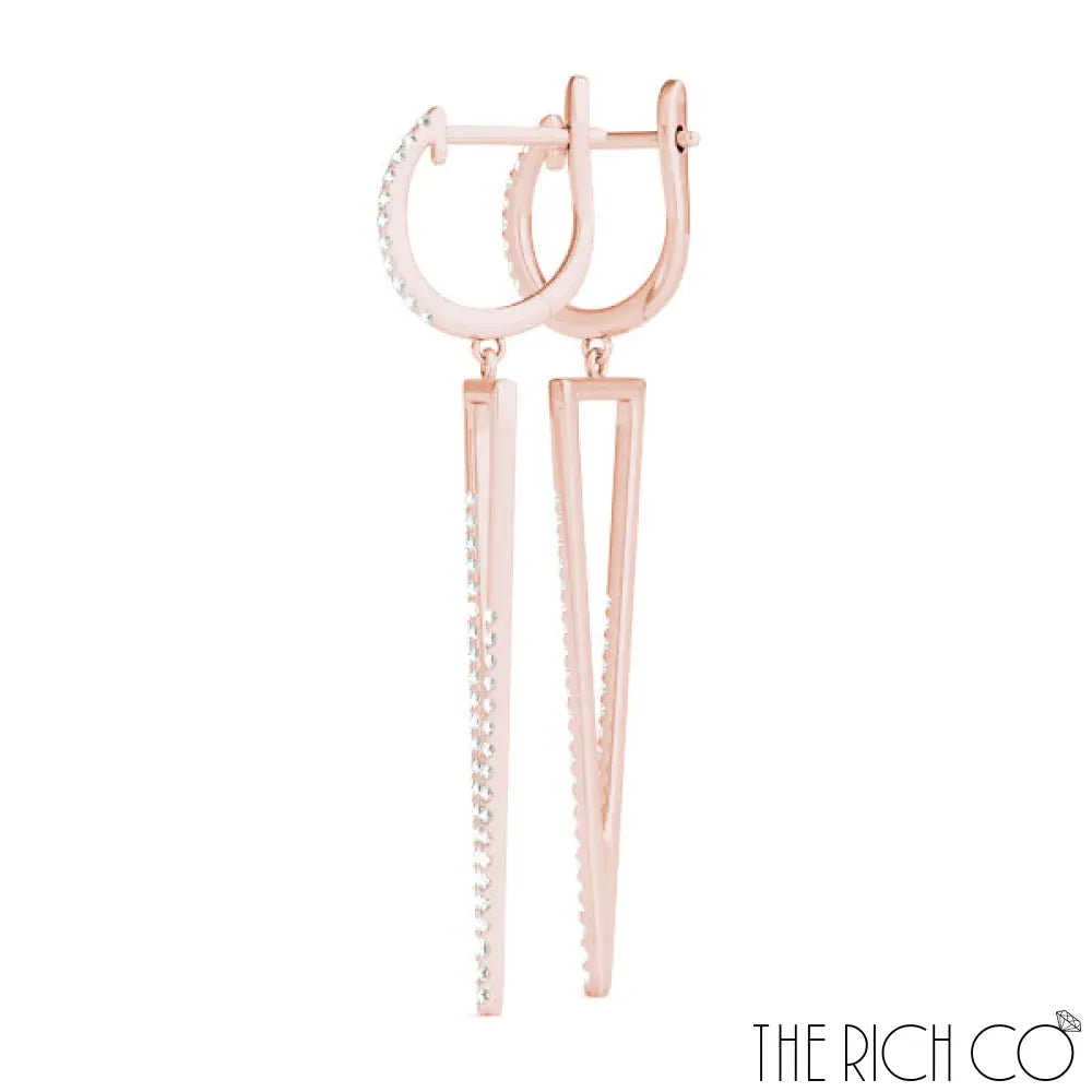 The Rich Co - Geometric Drop Diamond Earrings Earrings