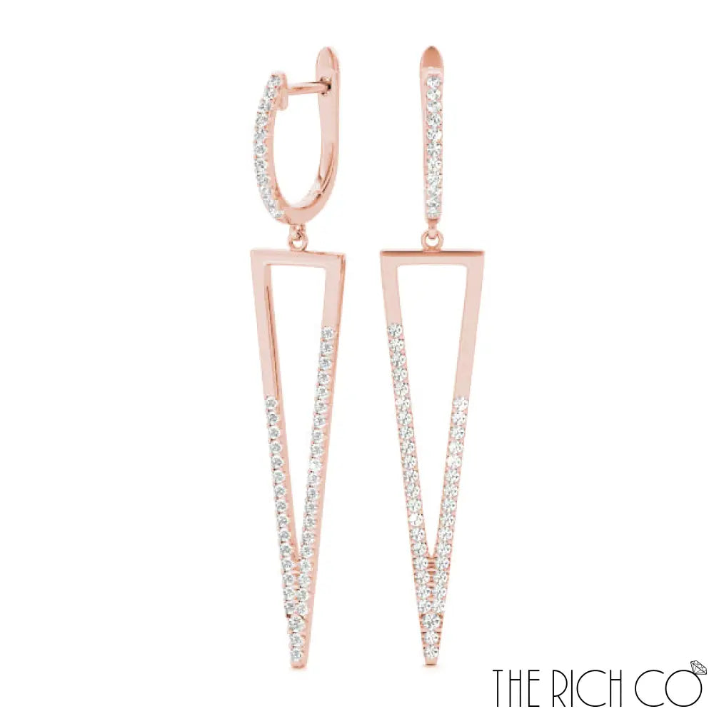 The Rich Co - Geometric Drop Diamond Earrings 18Kt Rose Gold / 0.62 Ct Tw Earrings