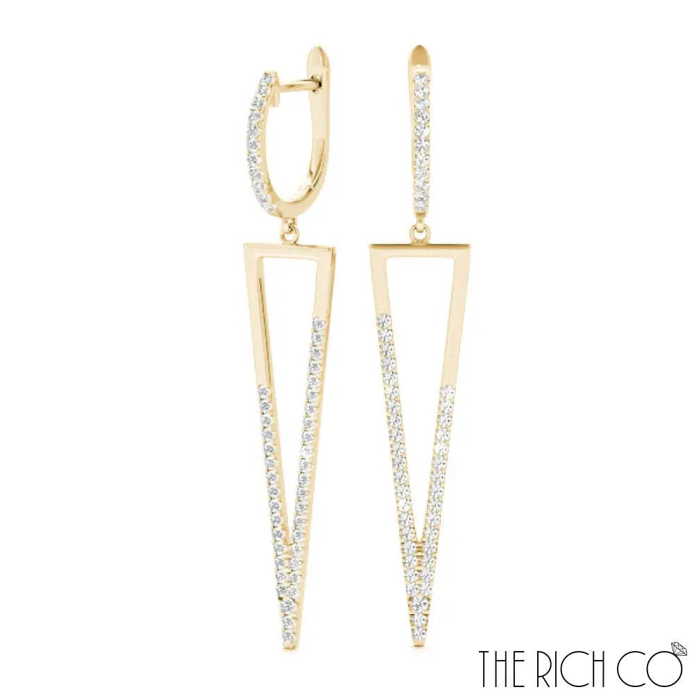 The Rich Co - Geometric Drop Diamond Earrings 18Kt Yellow Gold / 0.62 Ct Tw Earrings