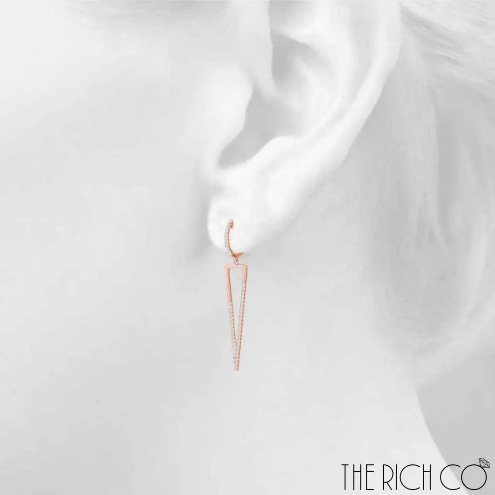 The Rich Co - Geometric Drop Diamond Earrings Earrings